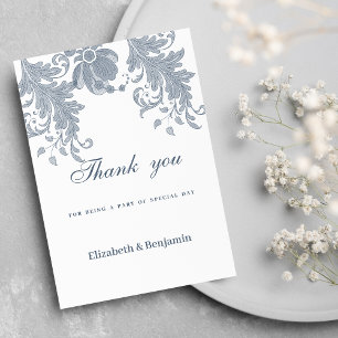 Stylish white mauve blue floral lace Thank You Invitation