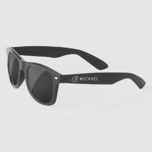 Stylish White Monogram Personalised Name Sunglasses