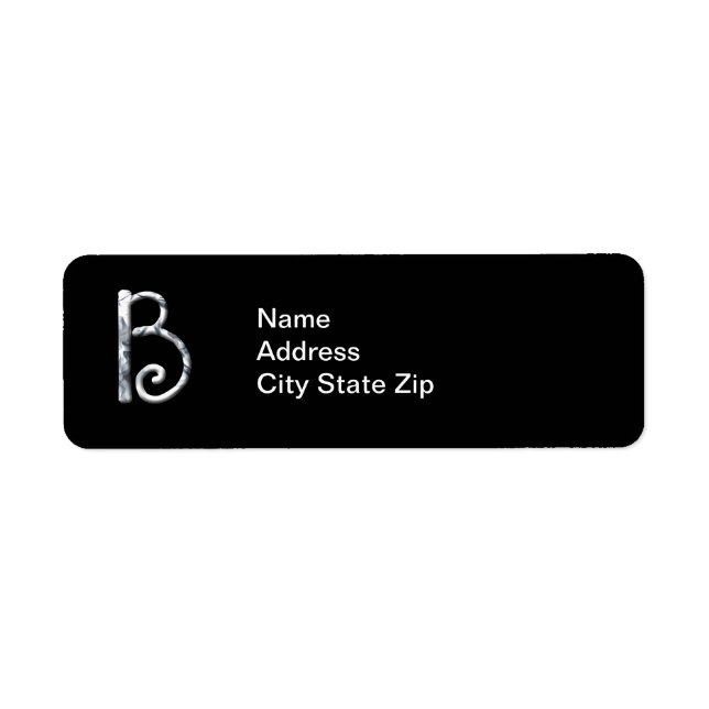 Stylish White Monogrammed Label (B) Return Address Label (Front)