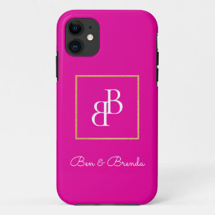 Stylish White Monograms Text Design iPhone 11 Case