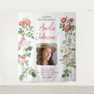 Stylish White Red Retire Sympathy Floral Photo  Tapestry