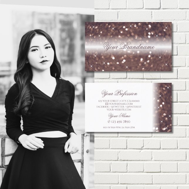 Stylish White Rose Gold Sparkling Glitter Luxury Business Card (Creator Uploaded)