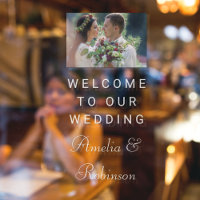 Stylish  White Script Custom Wedding Photo Welcome