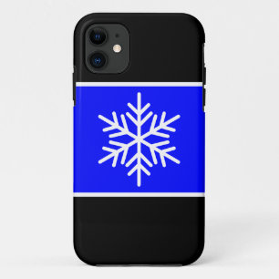 Stylish White Snowflake Royal Blue Black Stripes iPhone 11 Case