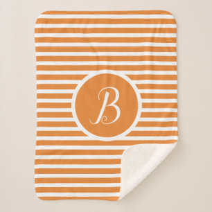 Stylish White Stripes B Monogram Throw Blanket