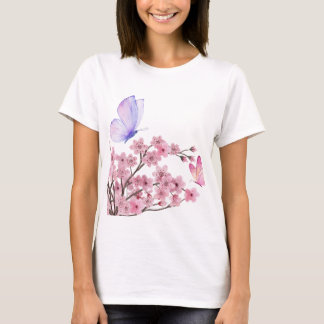 Stylish White T-Shirt with Cherry Blossom and Butt