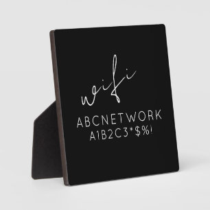 Stylish WiFi Password Sign Black  Plaque