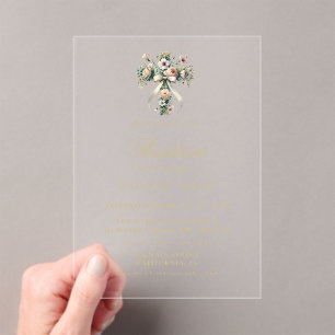 Stylish Wildflower Garden  Baptim Acrylic Invitations