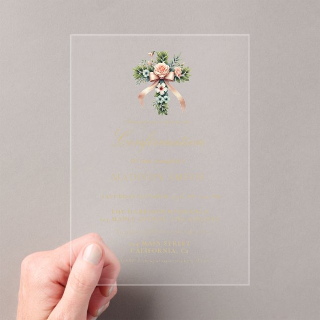 Stylish Wildflower Garden Confirmation Acrylic Invitations (Insitu (Handheld))