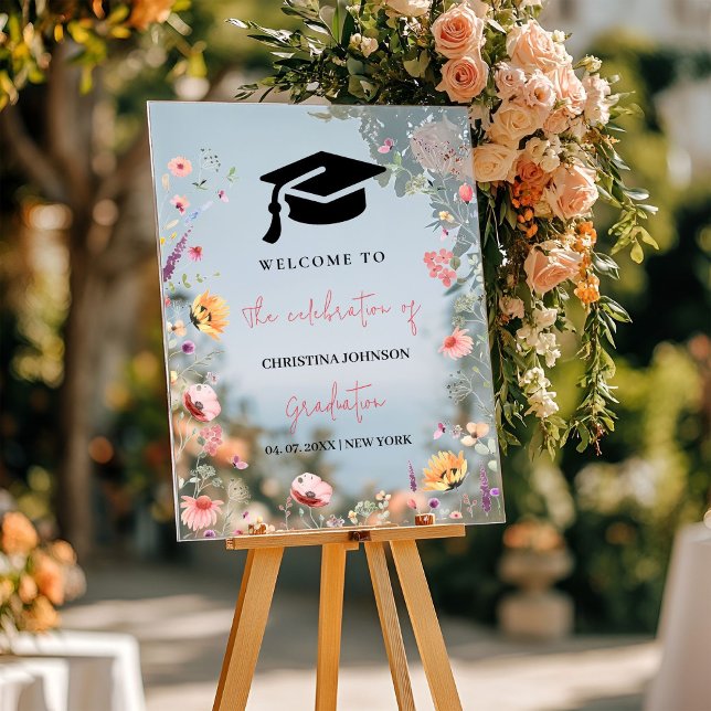 Stylish Wildflower Garden Graduation Welcome Sign  (Creator Uploaded)