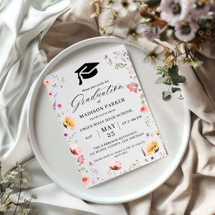 Stylish Wildflower Meadow Garden Graduation  Invitation