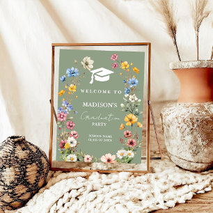 Stylish Wildflower Meadow Graduation Welcome Sign