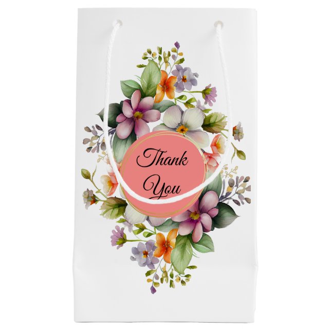 Stylish Wildflowers Bridal Shower Favour Small Gift Bag (Front)