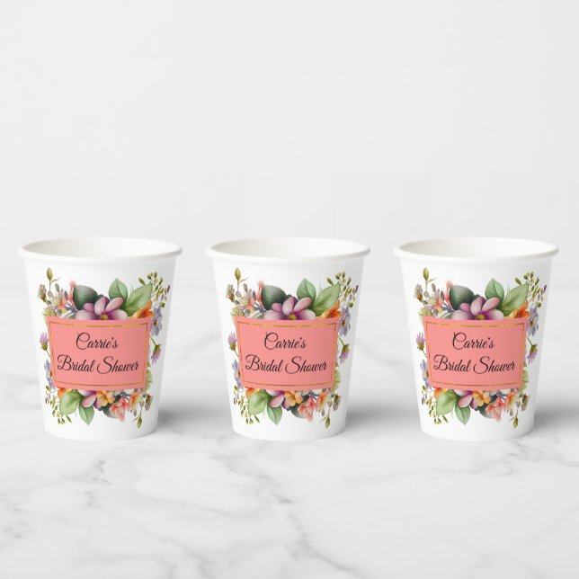 Stylish Wildflowers Bridal Shower Paper Cups (Multi)