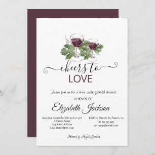 Stylish Wine Tasting Burgundy Bridal Shower Invitation