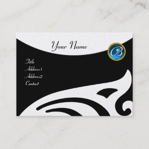 STYLISH WINGS MONOGRAM ,BLUE SAPPHIRE pearl Business Card