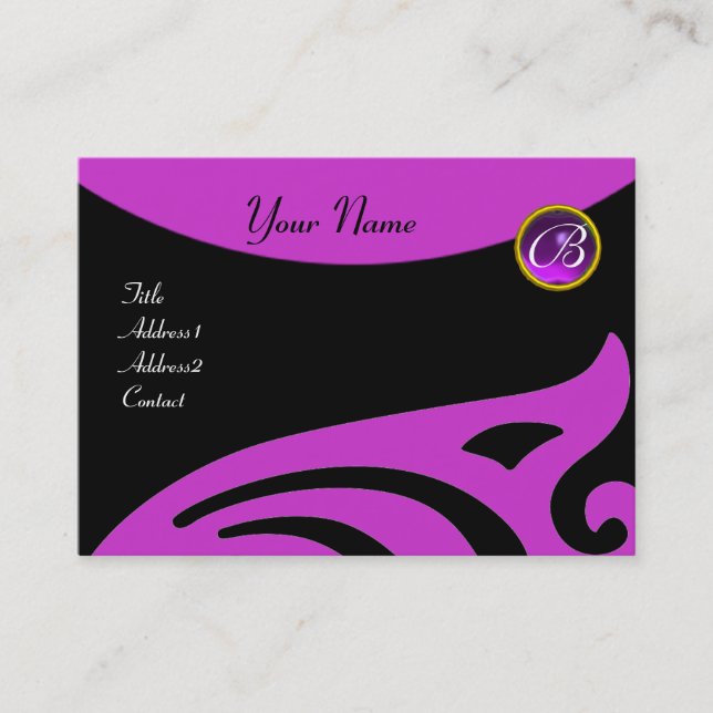 STYLISH WINGS MONOGRAM ,PURPLE AMETHYST,violet Business Card (Front)