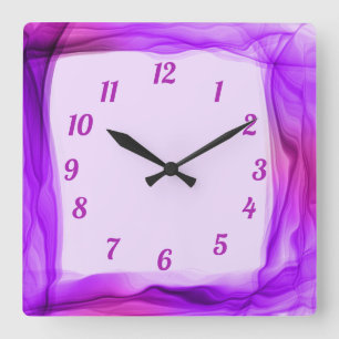 Stylish Wispy Purple Chiffon Square Wall Clock