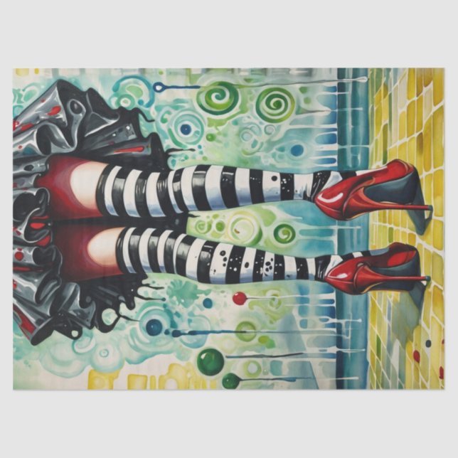 Stylish Witch - Ruby Heels - Striped Stockings Tissue Paper (Front)