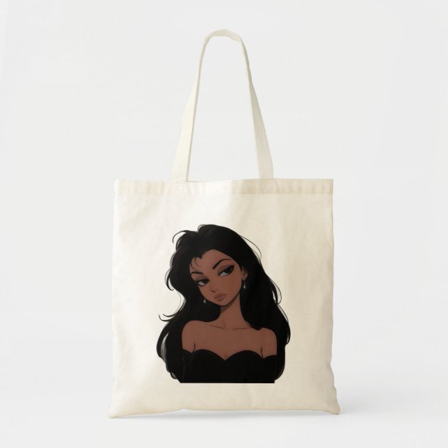 Stylish Woman Illustrated Tote Bag (Front)
