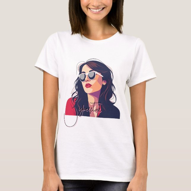 Stylish Woman in Sunglasses Pop Art T-Shirt (Front)