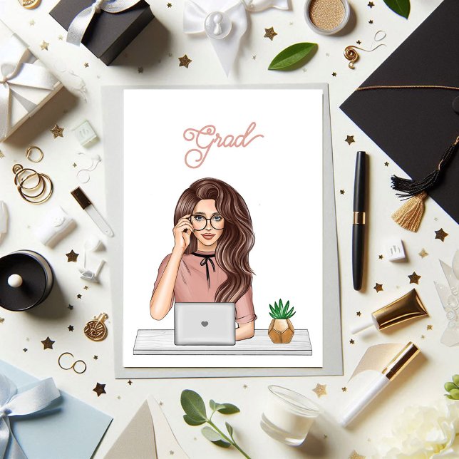 Stylish Woman Modern Graduate Celebration Invitation (Stylish Woman Modern Graduate Celebration Invitation)