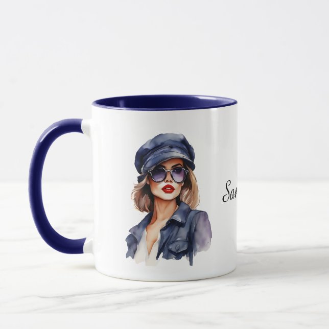 Stylish Woman Wearing a Hat Mug (Left)