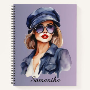 Stylish Woman Wearing a Hat Notebook