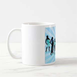 Stylish Women Silhouettes Teal Blue Fashion Coffee Mug