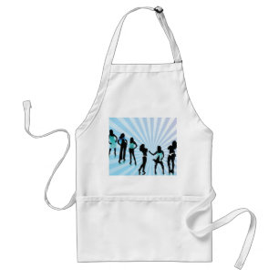Stylish Women Silhouettes Teal Blue Fashion Standard Apron