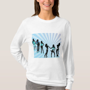 Stylish Women Silhouettes Teal Blue Fashion T-Shirt