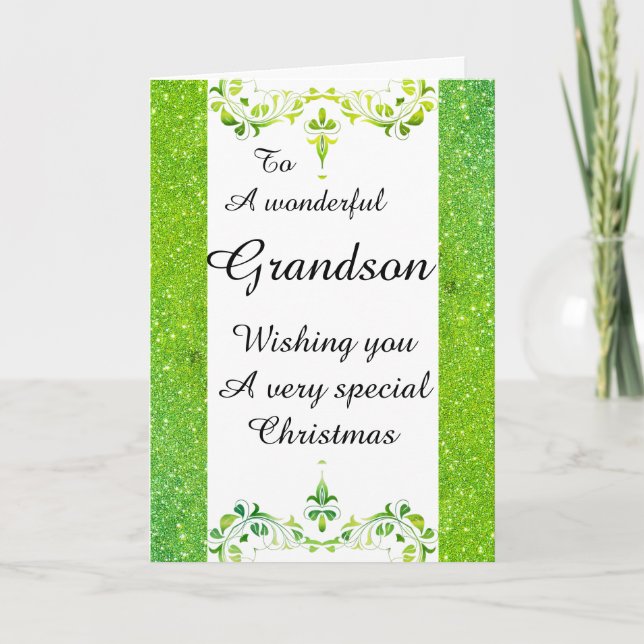 Stylish Wonderful grandson Christmas card (Front)