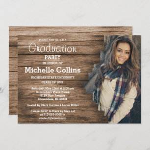 Stylish Wood Background Graduation Invitation