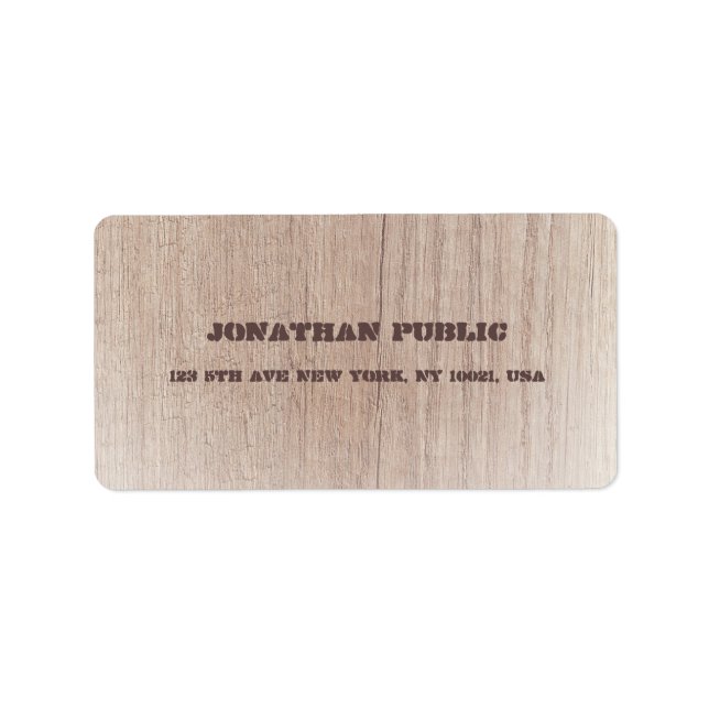 Stylish Wood Board Look Distressed Text Template Label (Front)