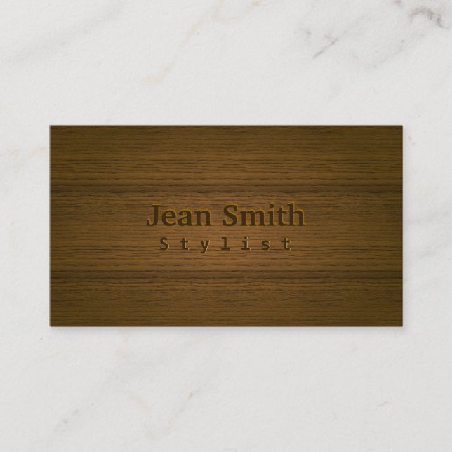 Stylish Wood Embossing Stylist Business Card (Front)