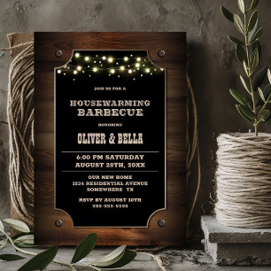 Stylish Wood Housewarming Barbecue Invitation
