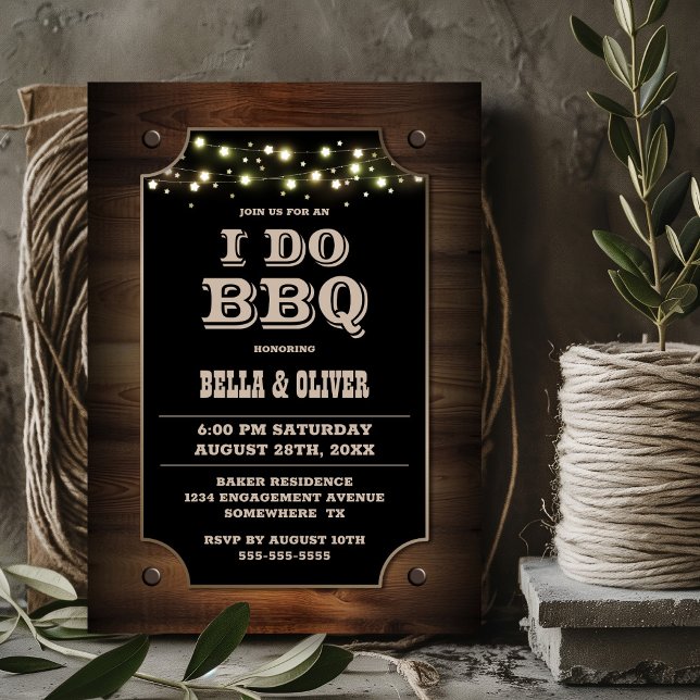 Stylish Wood I Do Barbecue Engagement Party Invitation (Creator Uploaded)