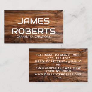 Stylish Wooden Carpentry Construction Business Card