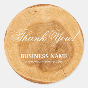 Stylish Wooden Tree Rings Business Thank You Classic Round Sticker