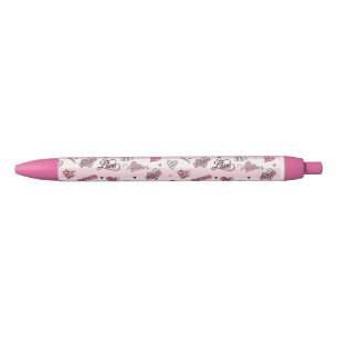 Stylish XOXO Valentine's Day Patterned Black Ink Pen