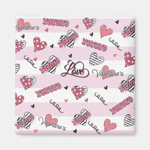 Stylish XOXO Valentine's Day Patterned   Magnet
