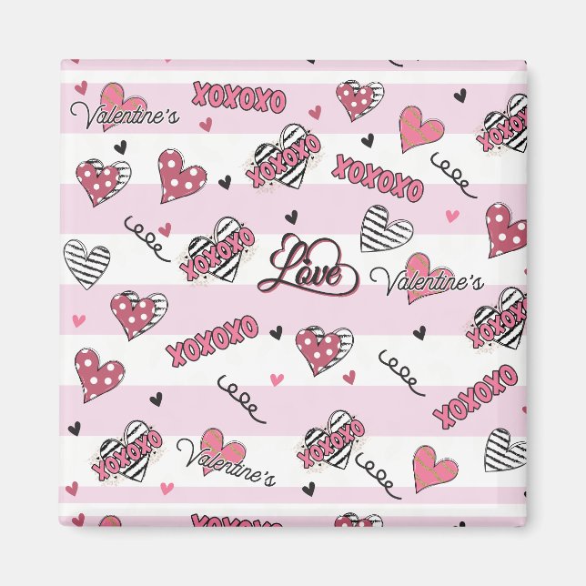 Stylish XOXO Valentine's Day Patterned   Magnet (Front)