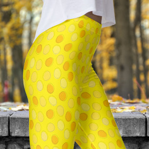 Stylish Yellow and Canary Yellow Polka Dot Pattern Leggings