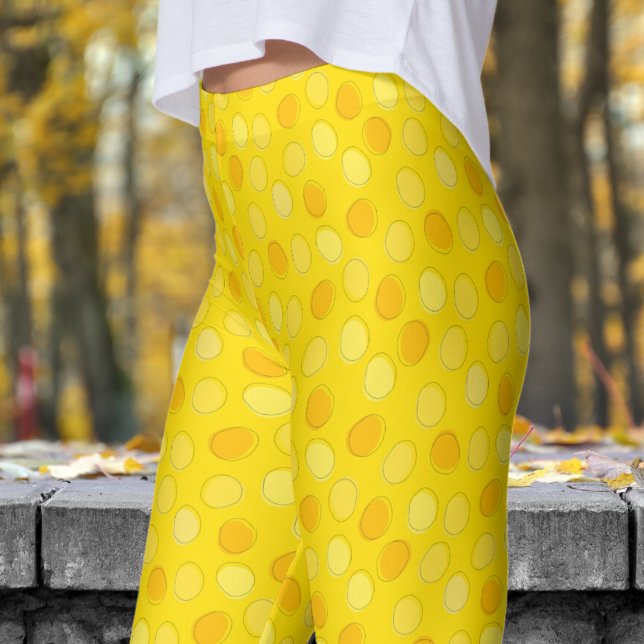 Stylish Yellow and Golden Polka Dot Pattern Leggings (Yellows on Golden Yellow Leggings)