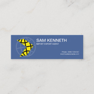 Stylish Yellow Arrow Blue Globe Logistics Mini Business Card