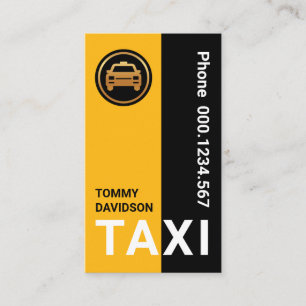Stylish Yellow Black Stripes Taxi Driver Business Card