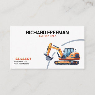 Stylish Yellow Excavator Construction Company Business Card