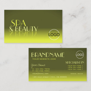 Stylish Yellow Gradient Chic Mirror Font with Logo Business Card