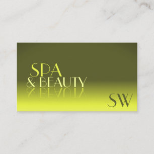 Stylish Yellow Gradient Mirror Font with Monogram Business Card