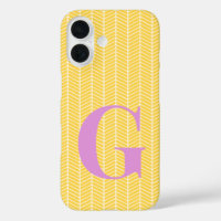 Stylish Yellow Herringbone Chevron ZigZag Monogram